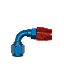 DASH 4 / AN 4 Raccord 90° pour durite Série 200/210, filetage: UNF-JIC 7/16"-20, coloris BLEU-ROUGE