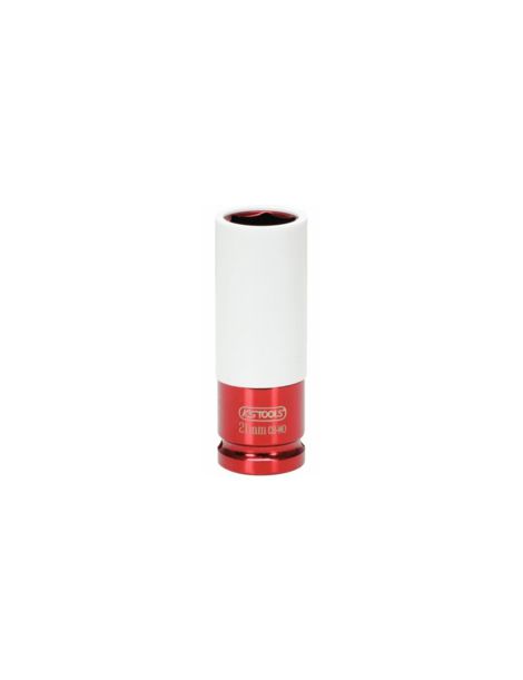 Douille à chocs 21mm (rouge) carré 1/2" avec revêtement ABS pour jantes aluminium