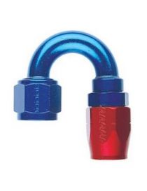 DASH 4 / AN 4 Raccord 180° pour durite Série 200/210, filetage: UNF-JIC 7/16"-20, coloris BLEU-ROUGE